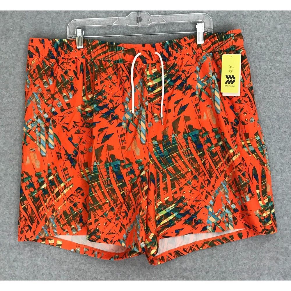 NEW All In Motion Hawaiian Board Shorts Mens 2XL Water Repellent Orange MSRP $24
